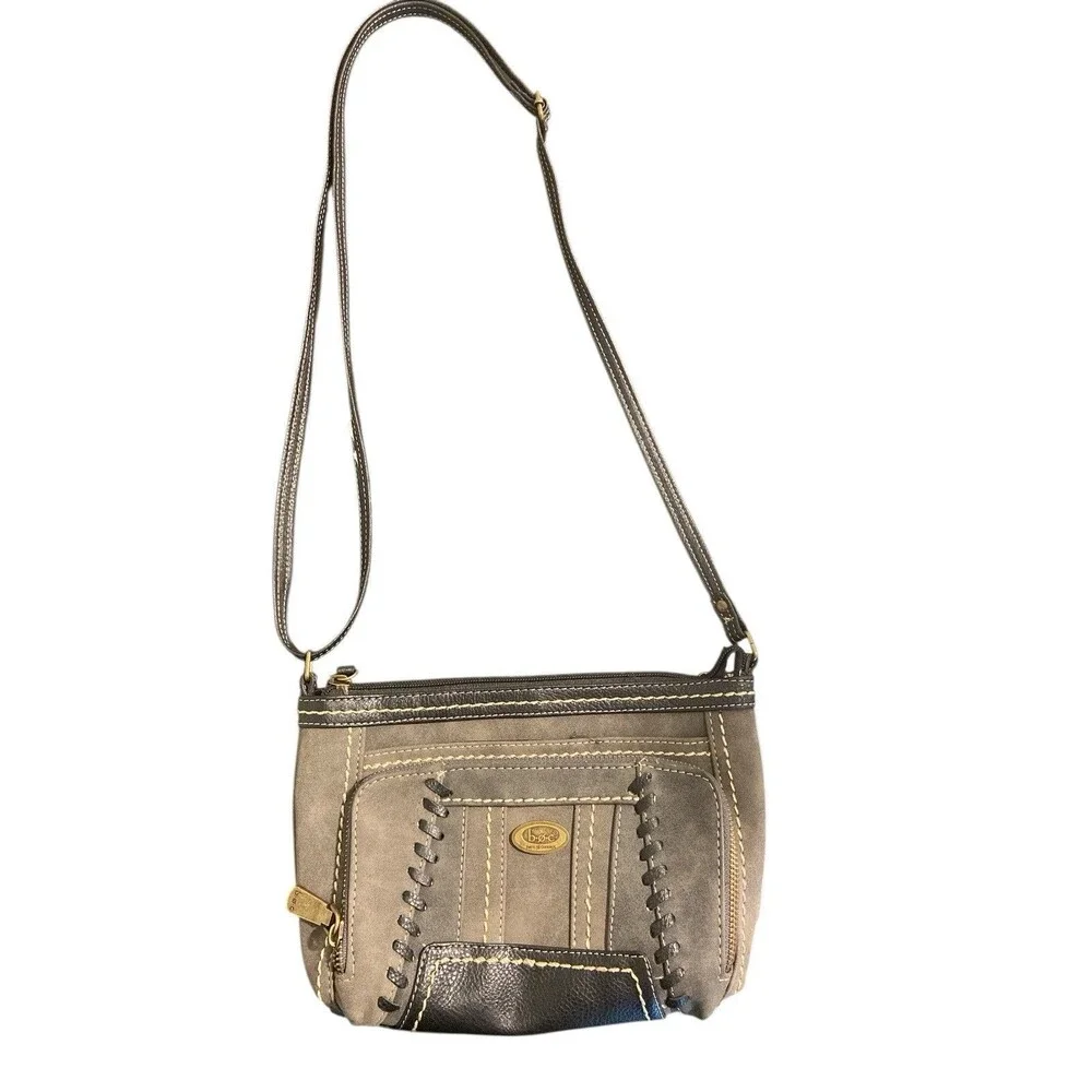 B.O.C‎ Born Concept Gray/ Black Crossbody Purse Faux Leather